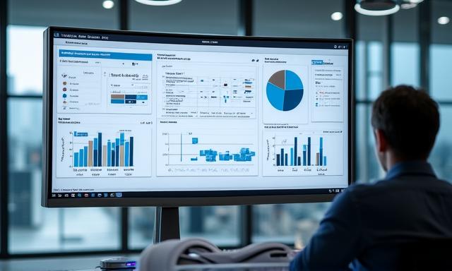 High-tech operational dashboard showing business KPIs