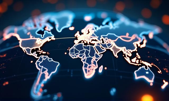 Data visualization of global trade flows with AI overlay