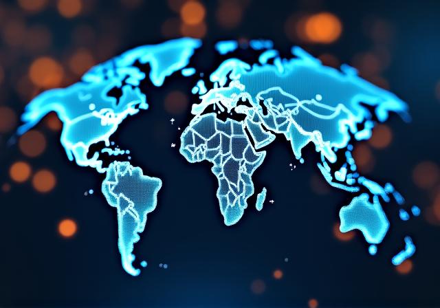 Futuristic data visualization showing predictive trade routes and global supply chain nodes